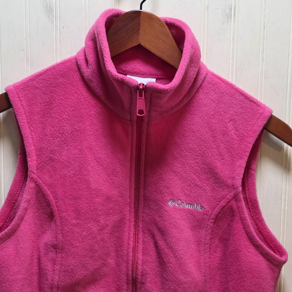 Columbia Vest Womens Small Pink Fleece Full Zip‎ Collared Pockets Lightweight